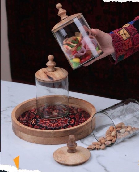 طقم سكريات زجاج عدد 3 مع صينية افغاني