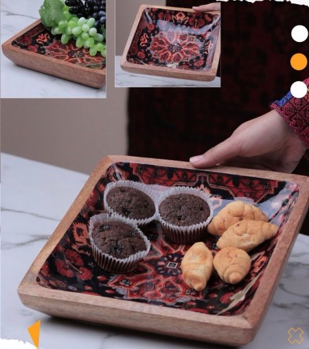 وعاء خشبي افغاني مربع