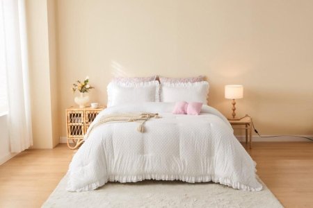 طقم غطاء تخت ميكروفيبر 5قطع MARY WHITE TWIN 180×230 - 11105162