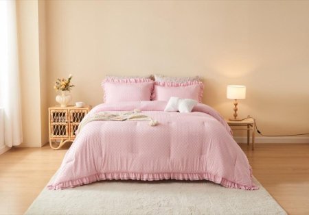 طقم غطاء تخت ميكروفيبر 5قطع MARY PINK TWIN 180×230 - 11105172