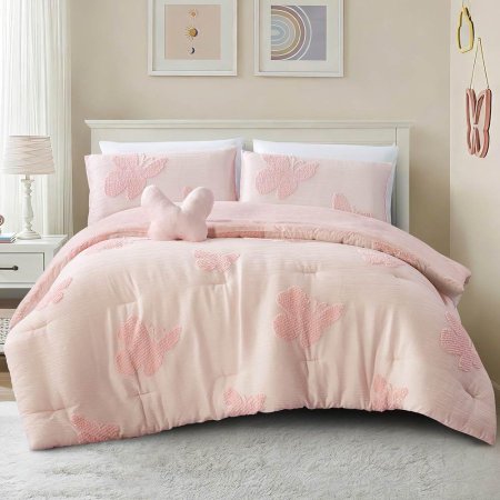 طقم غطاء تخت ميكروفيبر 5قطع FLUTTA PINK TWIN 180×230 - 11105192