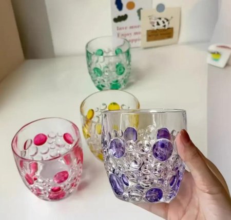 طقم كاسات عصير عدد 6 - دوائر ملونة