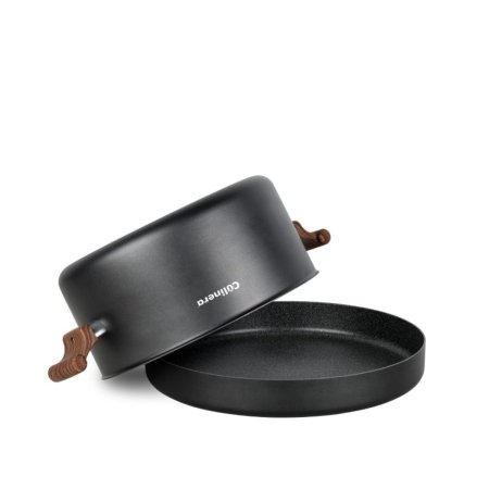 طنجرة مقلوبة + صينية دائرية - لون أسود - culinera