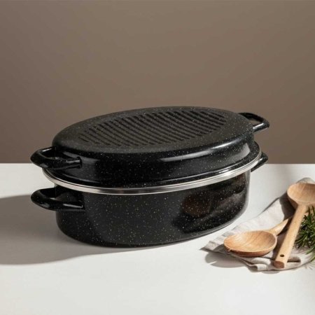 صينية تحميص مطلية بالمينا (ENAMEL) مع غطاء مطابق - كولينيرا