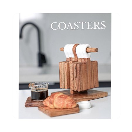 طقم كوسترات خشب مميزة مع تعليقة - عدد 8